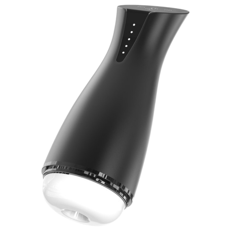 Men's Play - szívó, rezgő maszturbátor melegítő funkcióval (fekete) 121581 termék bemutató kép