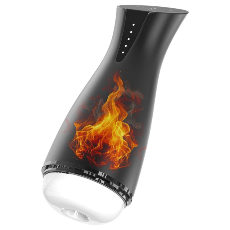 Men's Play - szívó, rezgő maszturbátor melegítő funkcióval (fekete) 121583 termék bemutató kép