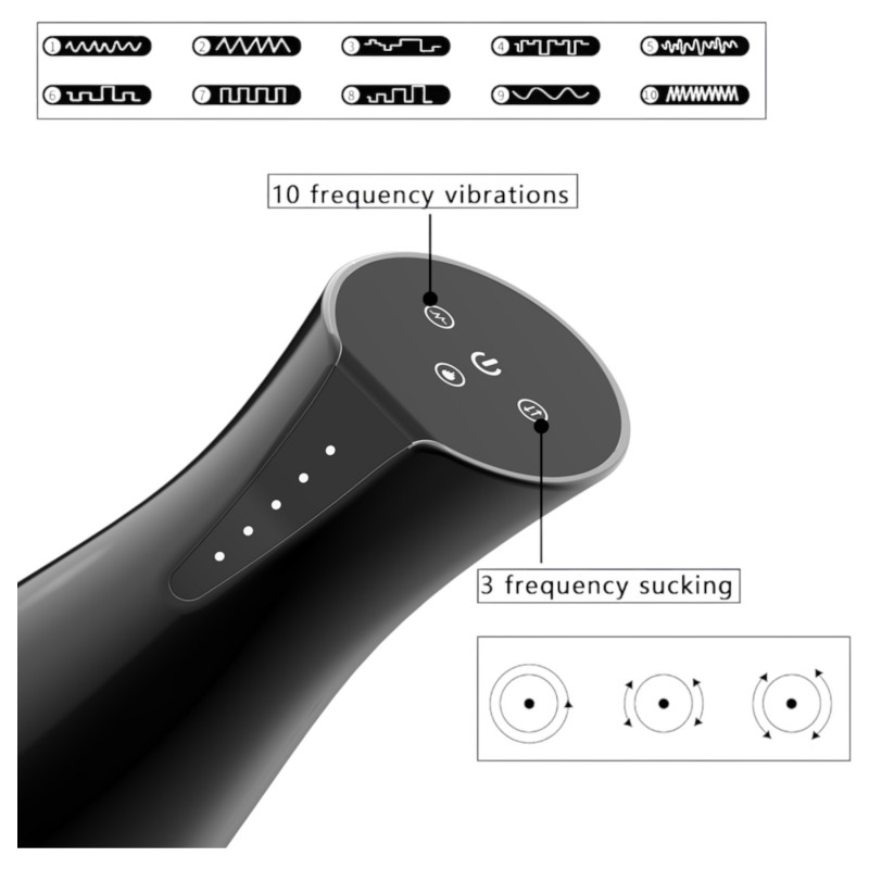 Men's Play - szívó, rezgő maszturbátor melegítő funkcióval (fekete) 121584 termék bemutató kép
