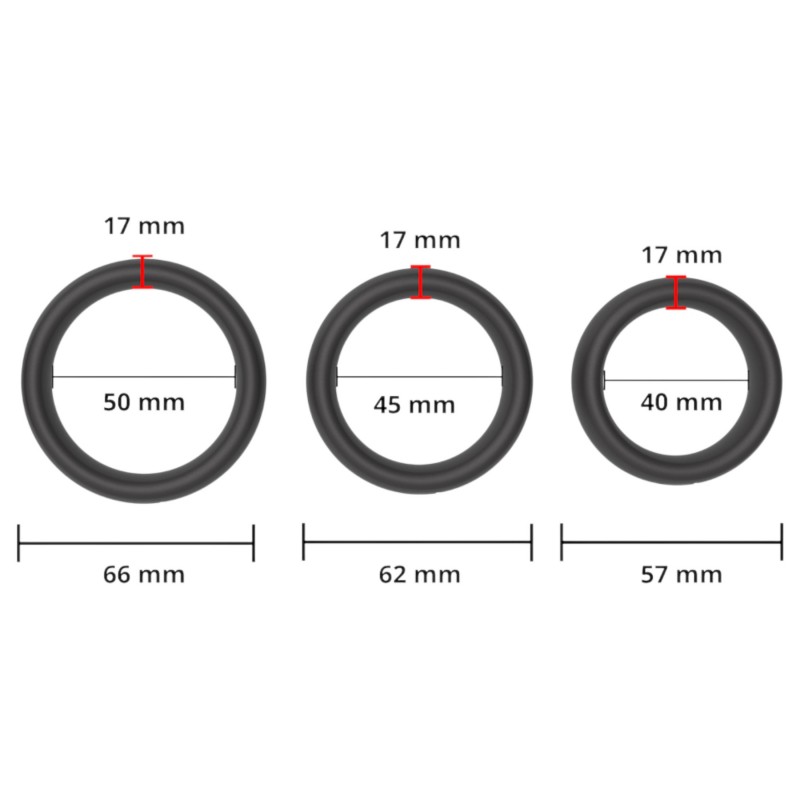 Men's Play - vastag péniszgyűrű szett - fekete (3db) 121588 termék bemutató kép