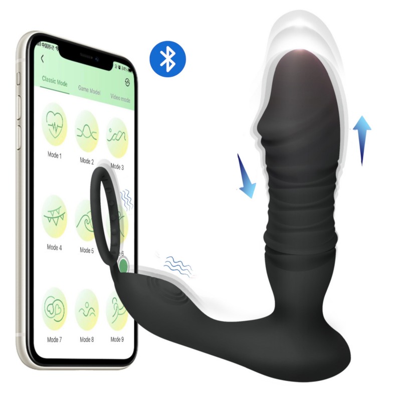 Men's Play - App-vezérelt lökő análvibrátor (fekete) 138948 termék bemutató kép