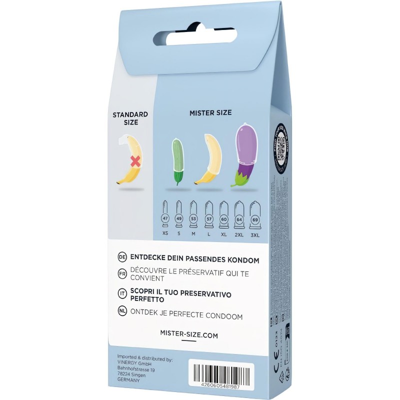 Mister Size Test-Set - óvszer próbacsomag méretmérő szalaggal (3 db) 167885 termék bemutató kép