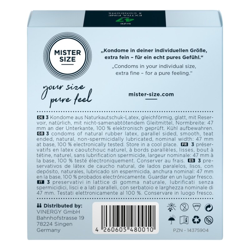 Mister Size vékony óvszer - 47mm (3db) 89335 termék bemutató kép