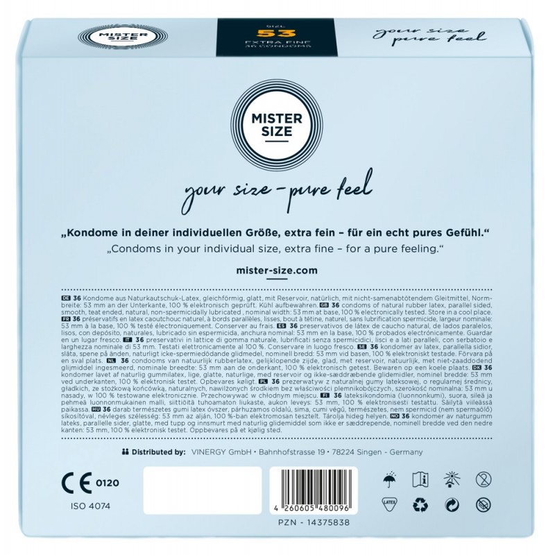 Mister Size vékony óvszer - 53mm (36db) 44757 termék bemutató kép