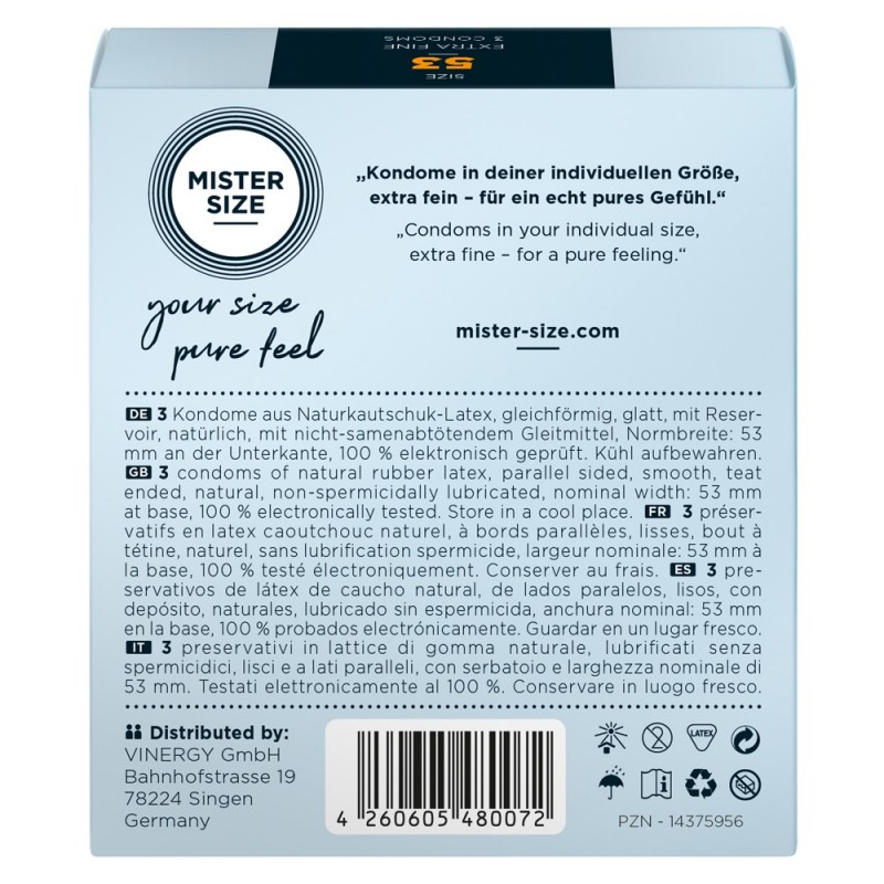 Mister Size vékony óvszer - 53mm (3db) 44753 termék bemutató kép