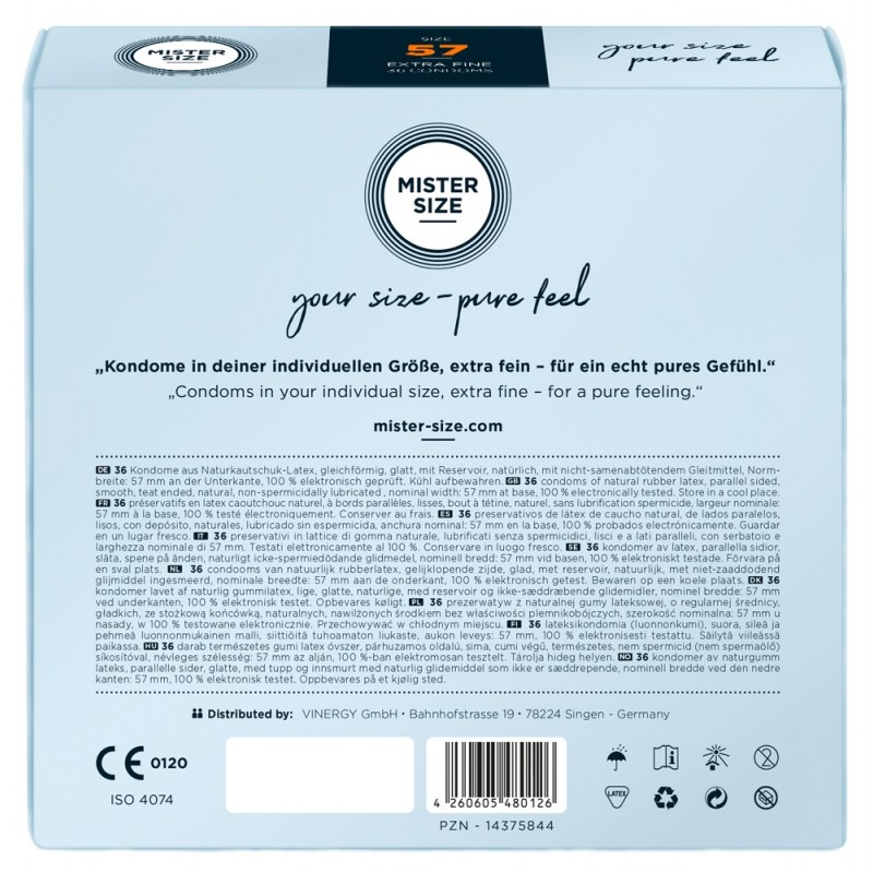 Mister Size vékony óvszer - 57mm (36db) 44739 termék bemutató kép