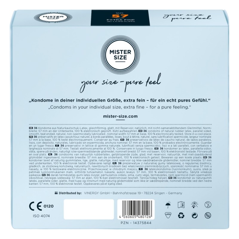 Mister Size vékony óvszer - 57mm (36db) 89311 termék bemutató kép