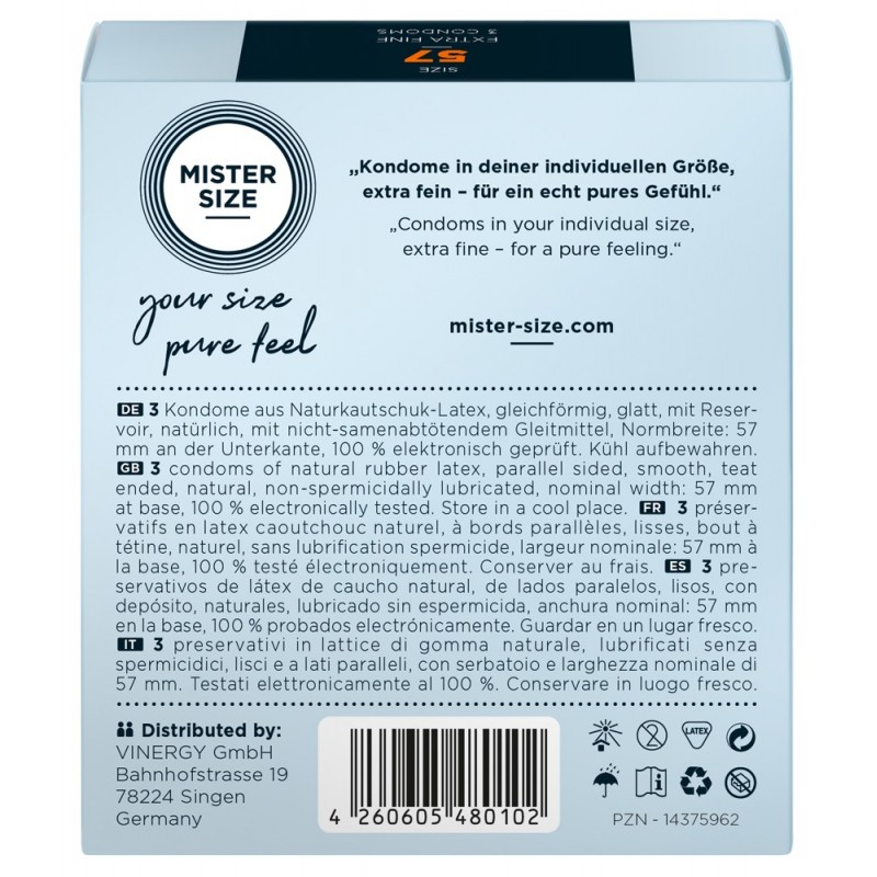 Mister Size vékony óvszer - 57mm (3db) 44735 termék bemutató kép