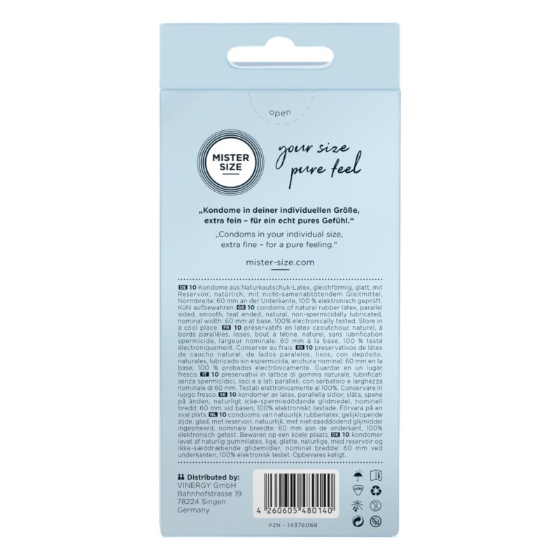 Mister Size vékony óvszer - 60mm (10db) 89325 termék bemutató kép