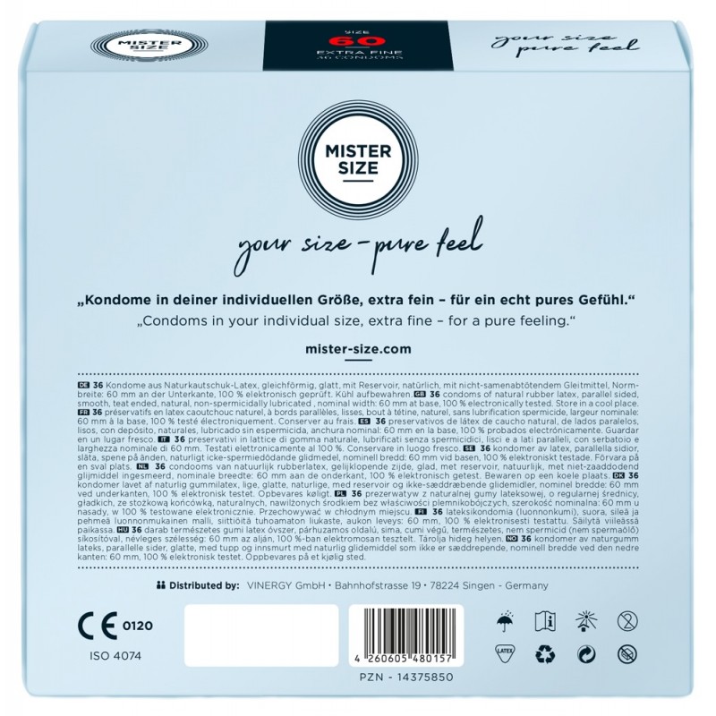 Mister Size vékony óvszer - 60mm (36db) 44763 termék bemutató kép