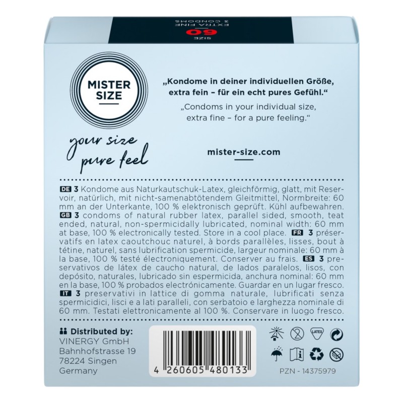 Mister Size vékony óvszer - 60mm (3db) 89345 termék bemutató kép
