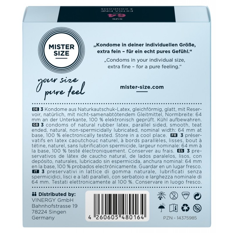 Mister Size vékony óvszer - 64mm (3db) 44765 termék bemutató kép