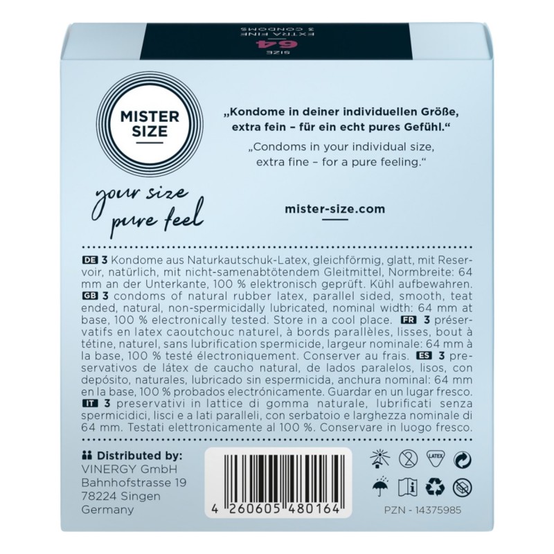 Mister Size vékony óvszer - 64mm (3db) 89331 termék bemutató kép