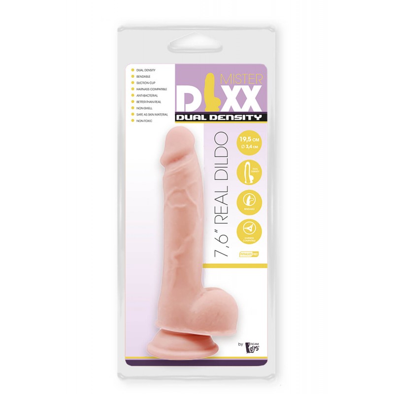 Mr. Dixx 7.6 - tapadókorongos, herés dildó - natúr (19,5cm) 55034 termék bemutató kép