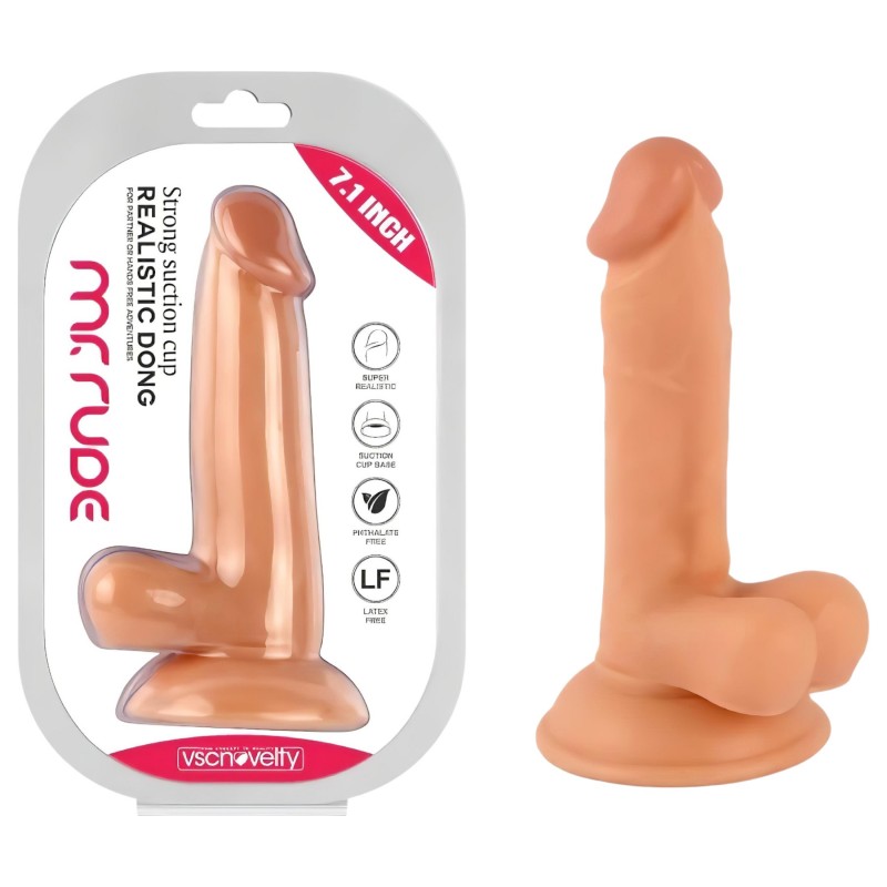 Mr. Rude - tapadókorongos, herés élethű dildó - 17cm (natúr) 106548 termék bemutató kép