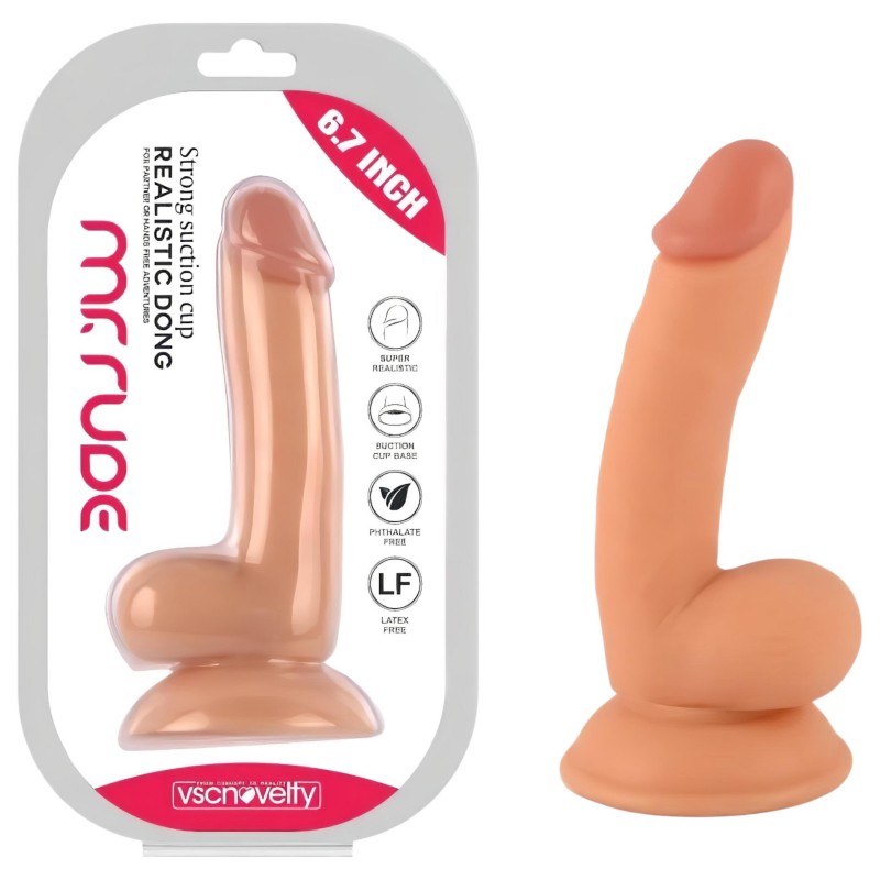 Mr. Rude - tapadókorongos, herés élethű dildó - 18cm (natúr) 106543 termék bemutató kép