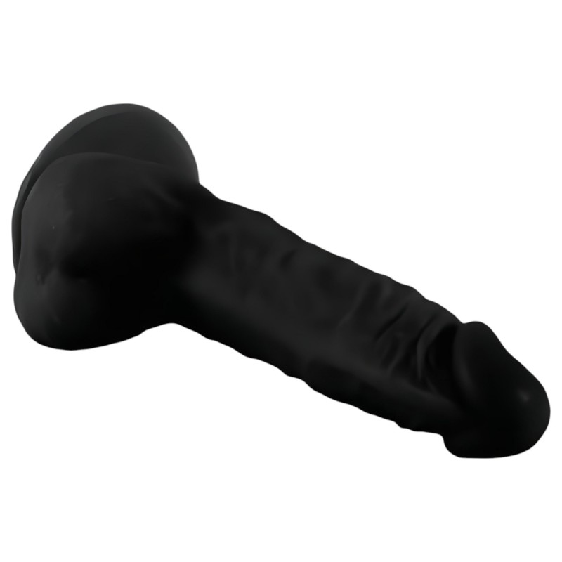 Mr. Rude - tapadókorongos, herés élethű dildó - 19 cm (fekete) 133694 termék bemutató kép