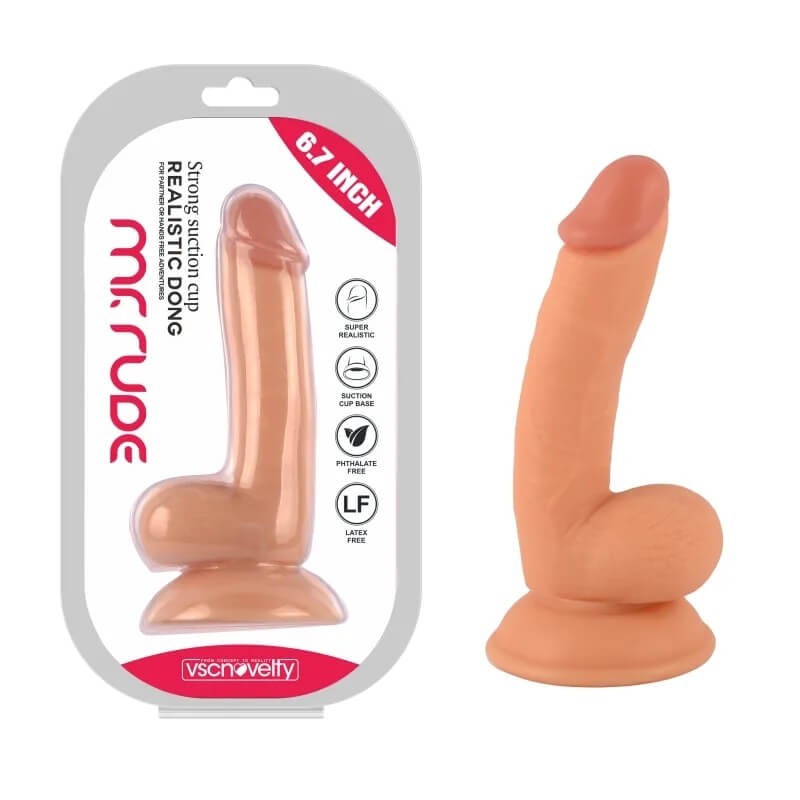 Mr. Rude - tapadókorongos, herés élethű dildó - 18cm (natúr) 84683 termék bemutató kép