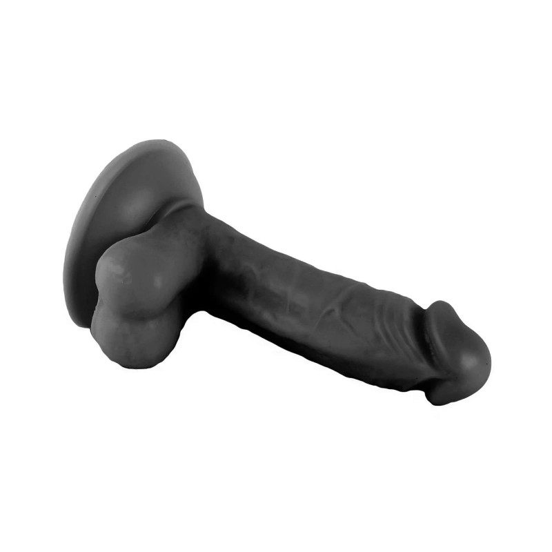 Mr. Rude - tapadókorongos, herés élethű dildó - 17cm (fekete) 84694 termék bemutató kép