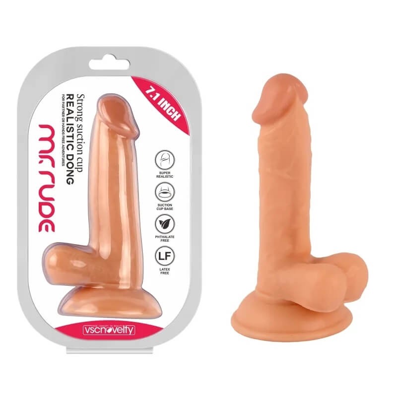 Mr. Rude - tapadókorongos, herés élethű dildó - 17cm (natúr) 84688 termék bemutató kép