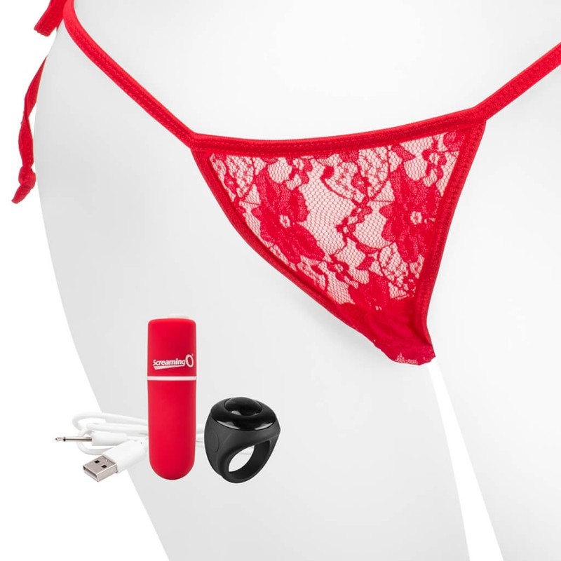 Screaming O Panty Set - vibrációs tanga - piros (S-L) 65835 termék bemutató kép