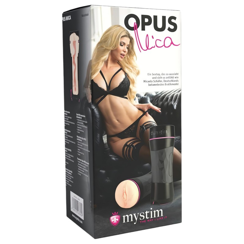 mystim OPUS Mica - élethű művagina maszturbátor férfiaknak (natúr-fekete) 159307 termék bemutató kép