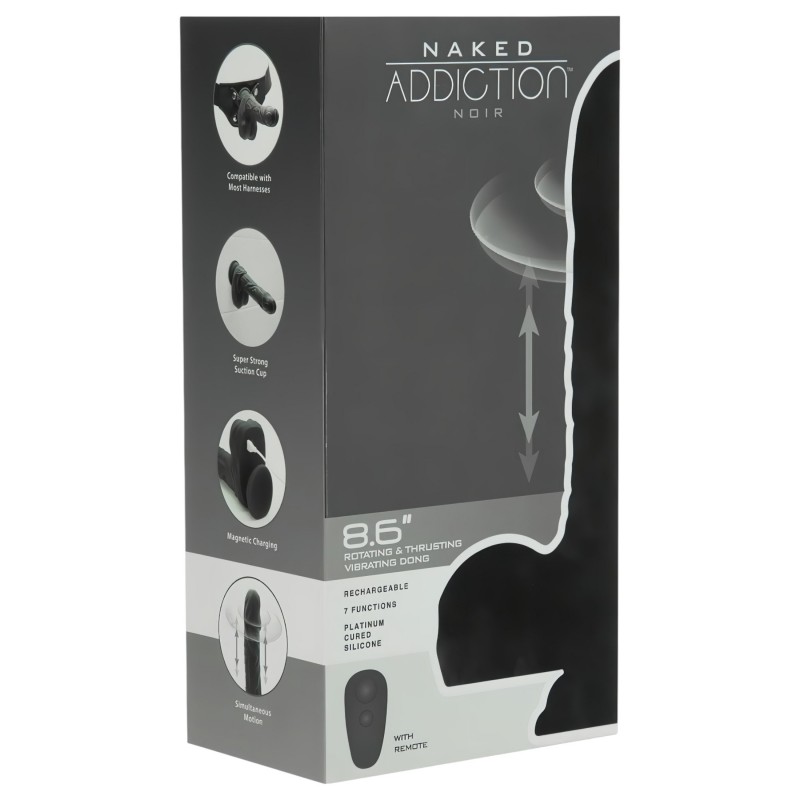 Naked Addiction - élethű lökő-forgó vibrátor (fekete) 162067 termék bemutató kép
