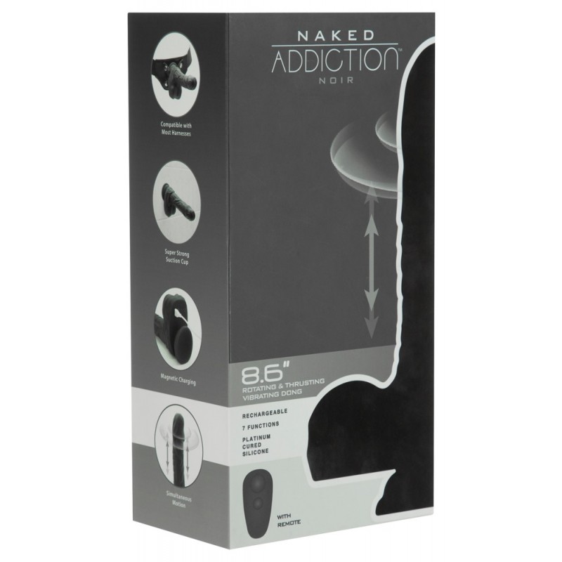 Naked Addiction - forgó-lökő élethű vibrátor (fekete) 93105 termék bemutató kép