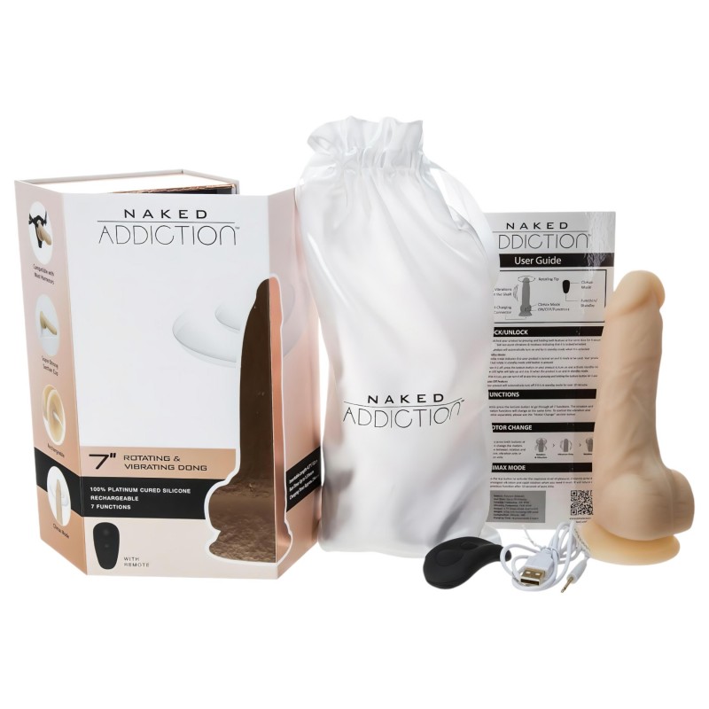 Naked Addiction Rotating 7 - forgófejes vibrátor (18 cm) - natúr 129298 termék bemutató kép