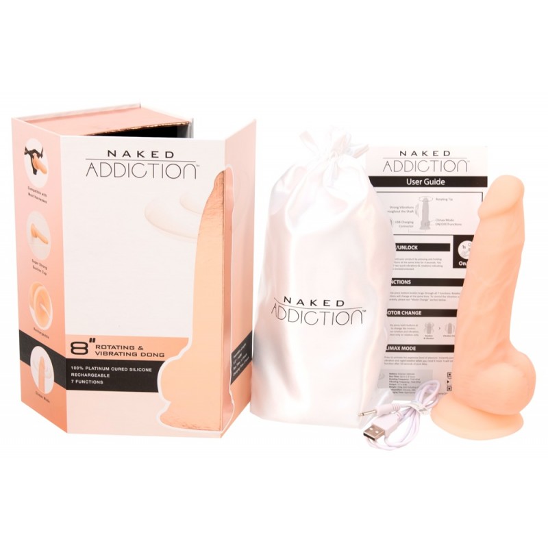 Naked Addiction Rotating 8 - forgó vibrátor (20cm) - natúr 64341 termék bemutató kép