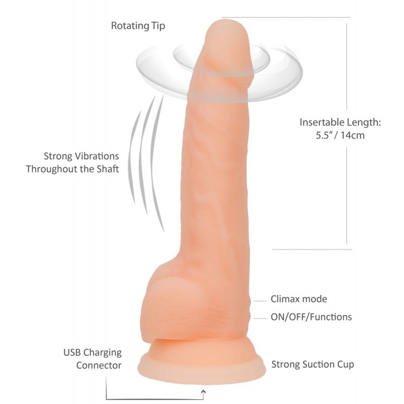 Naked Addiction Rotating 8 - forgó vibrátor (20cm) - natúr 64340 termék bemutató kép