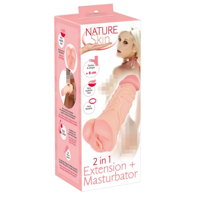 Nature Skin - 2in1 műpunci maszturbátor és péniszköpeny (testszínű) 158971 termék bemutató kép