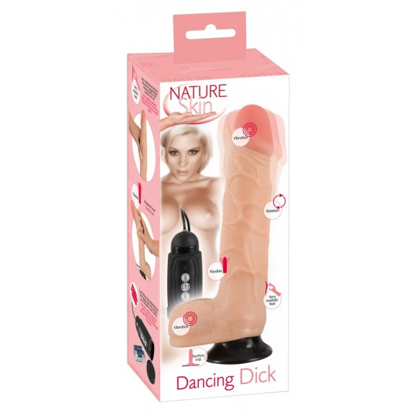 Nature Skin - Dancing Dick forgó, élethű vibrátor (natúr)