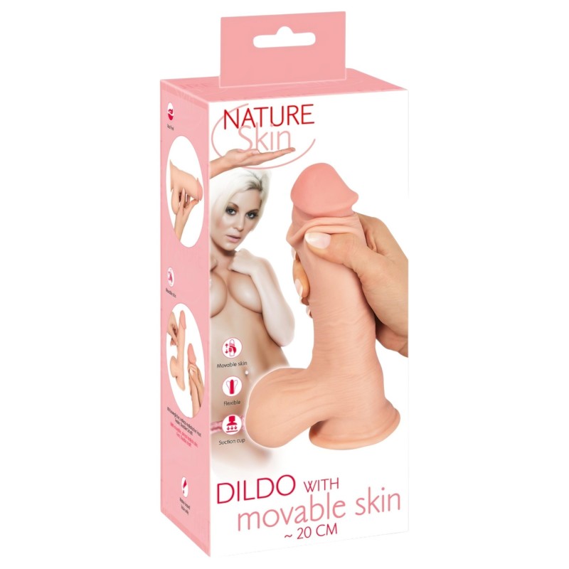 Nature Skin - dildó bőrrel - 20 cm (natúr) 133329 termék bemutató kép