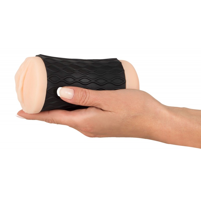 Nature Skin - punci és popsi maszturbátor (natúr-fekete) 20335 termék bemutató kép