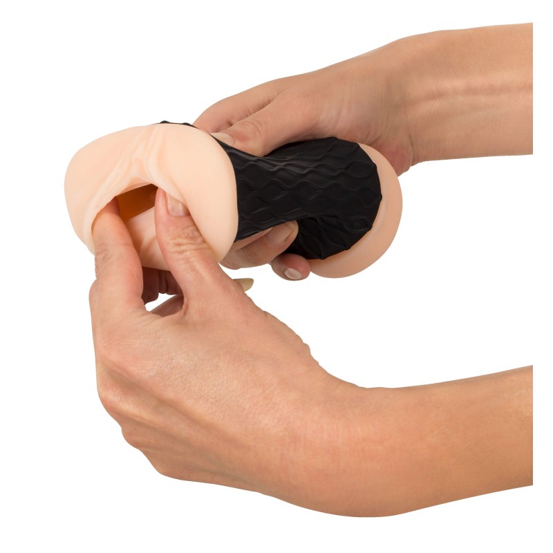 Nature Skin - punci és popsi maszturbátor (natúr-fekete) 20336 termék bemutató kép