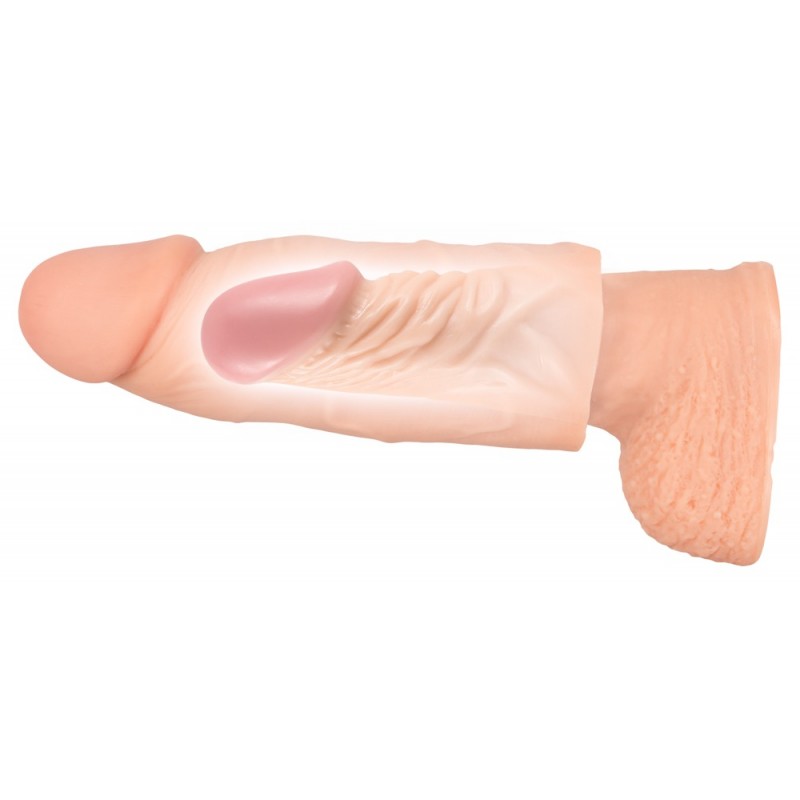 Nature Skin - hosszabbító, vastagító péniszköpeny (15,5cm) 41282 termék bemutató kép