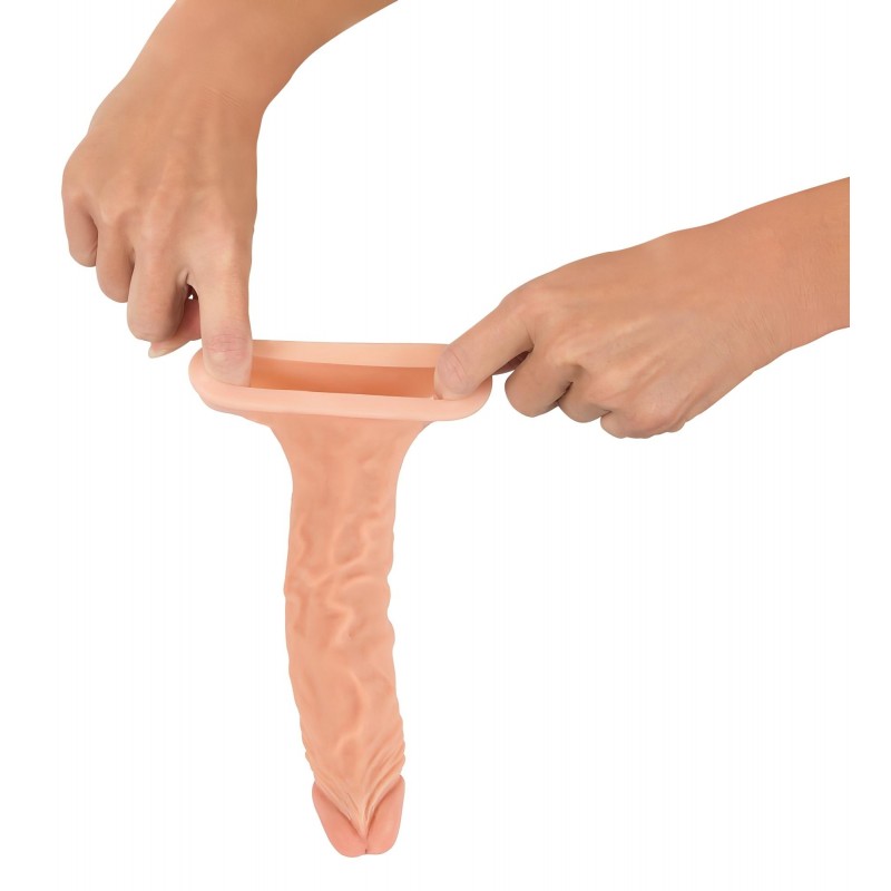 Nature Skin - hosszabbító, vastagító péniszköpeny (19,5 cm) 131580 termék bemutató kép