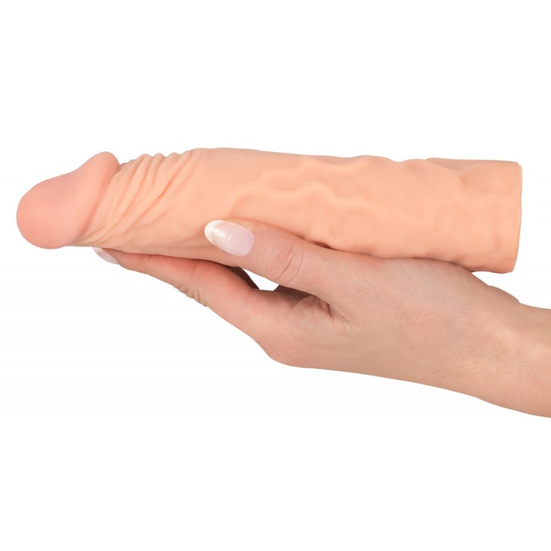 Nature Skin - hosszabbító, vastagító péniszköpeny (19,5cm) 41265 termék bemutató kép