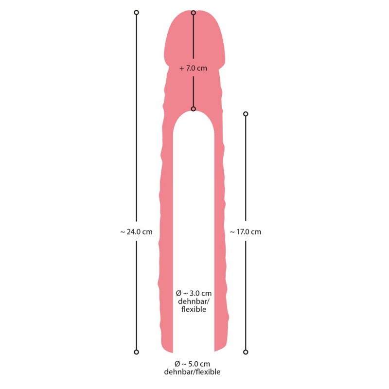 Nature Skin - hosszabbító, vastagító péniszköpeny (24cm) 73582 termék bemutató kép