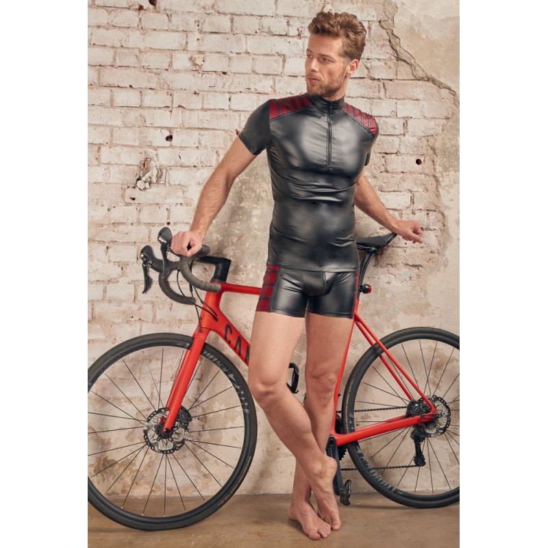 NEK - piros betétes, cipzáras férfi felső (fekete) 75449 termék bemutató kép