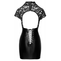 Noir - csipke felsős fényes ruha fűzővel (fekete) 82901 termék bemutató kép