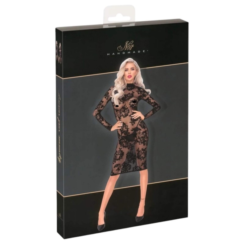 Noir - rózsás, hosszúujjú ruha (fekete) 118846 termék bemutató kép