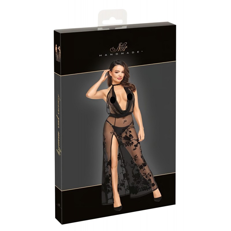 Noir - teljesen átlátszó virágmintás maxiruha (fekete) 107008 termék bemutató kép