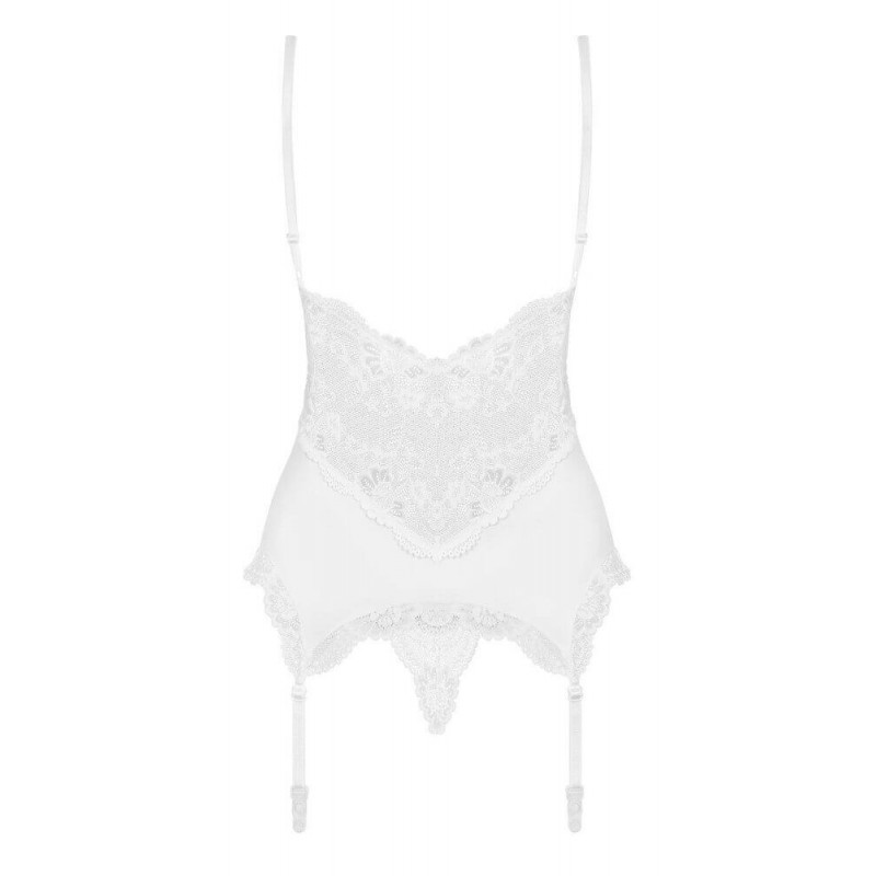 Obsessive 810-COR-2 - csipke harisnyatartós szett (fehér) 88650 termék bemutató kép