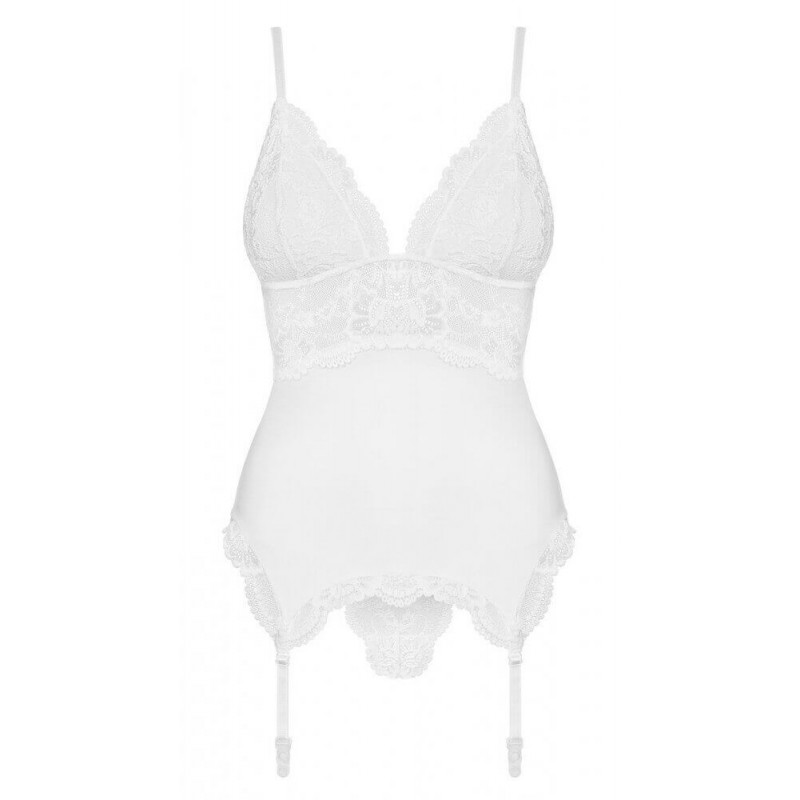 Obsessive 810-COR-2 - csipke harisnyatartós szett (fehér) 88652 termék bemutató kép