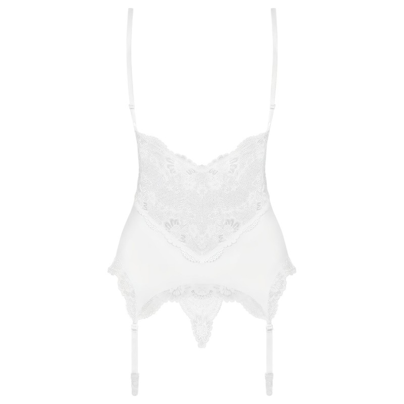 Obsessive 810-COR-2 - csipke harisnyatartós szett (fehér) 111957 termék bemutató kép