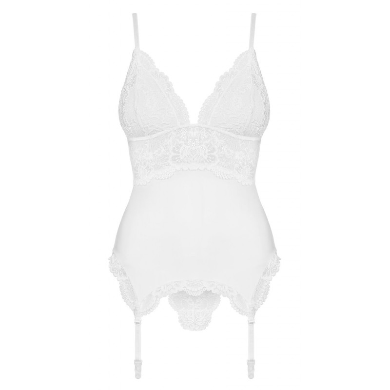 Obsessive 810-COR-2 - csipke harisnyatartós szett (fehér) 27102 termék bemutató kép