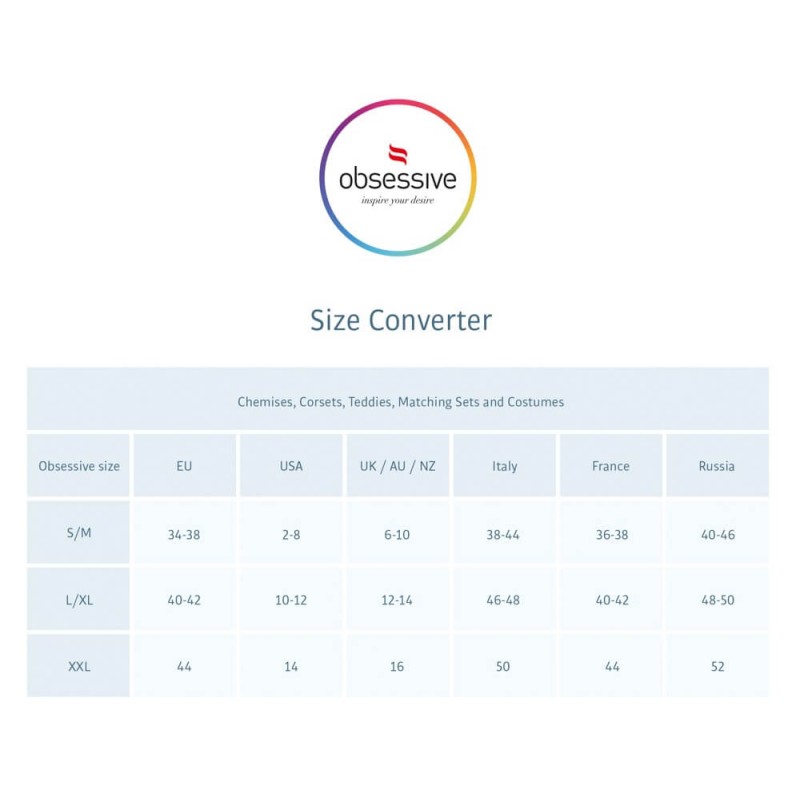 Obsessive Amanta - hímzett szegélyű babydoll tangával (fekete-türkiz) 58051 termék bemutató kép