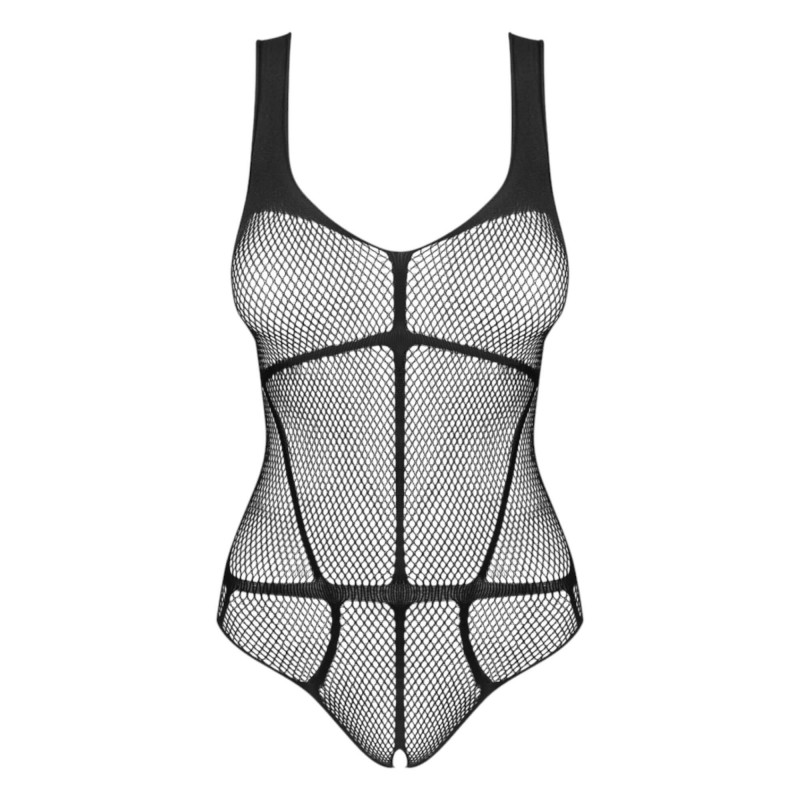 Obsessive B336 - átlátszó, nyitott necc body (fekete) - S-L 90052 termék bemutató kép